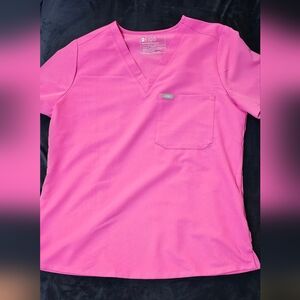 Figs Catarina one pocket scrub top, size large, pink
